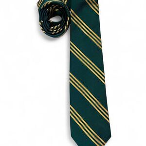 Vintage Abercrombie & Fitch Green and Yellow Striped Silk Tie Americana